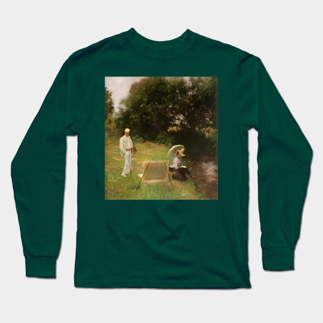 Dennis Miller Bunker Painting at Calcot by John Singer Sargent Long Sleeve T-Shirt by MasterpieceCafe